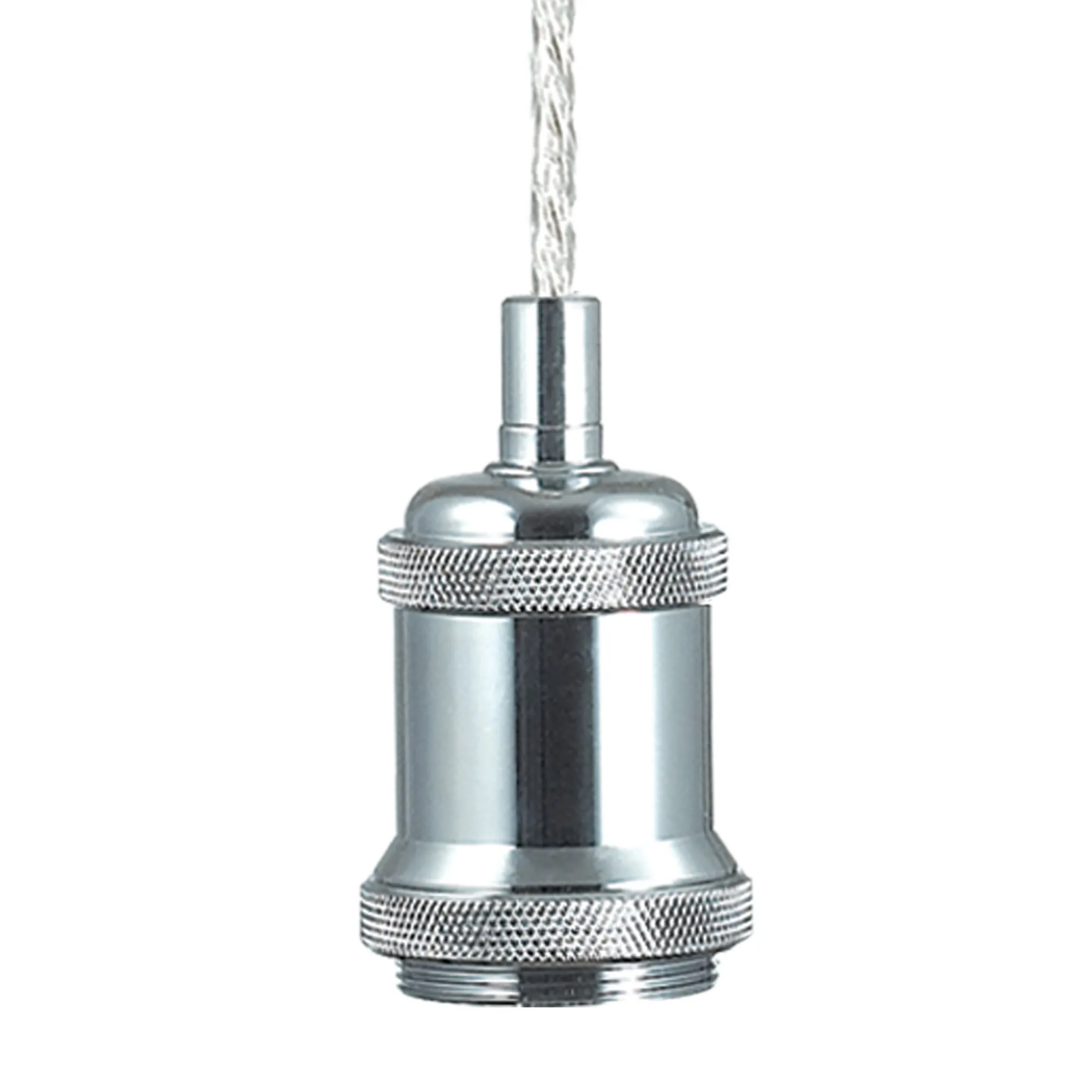 Dreifa 1.5m Single Pendant, 1 x E27, Polished Chrome/Clear Twisted Cable (Maximum Load 1.5kg) D0173  Deco Dreifa Pendant